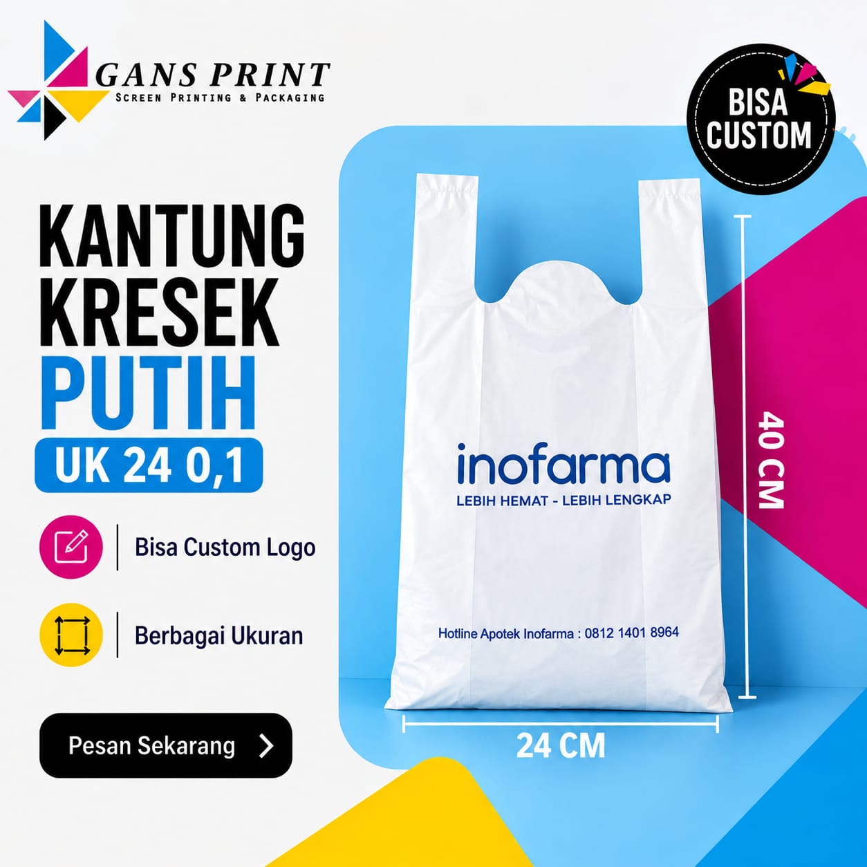 Kantung Kresek PEX Bening Tebal Sablon Custom Distro & Kafe
