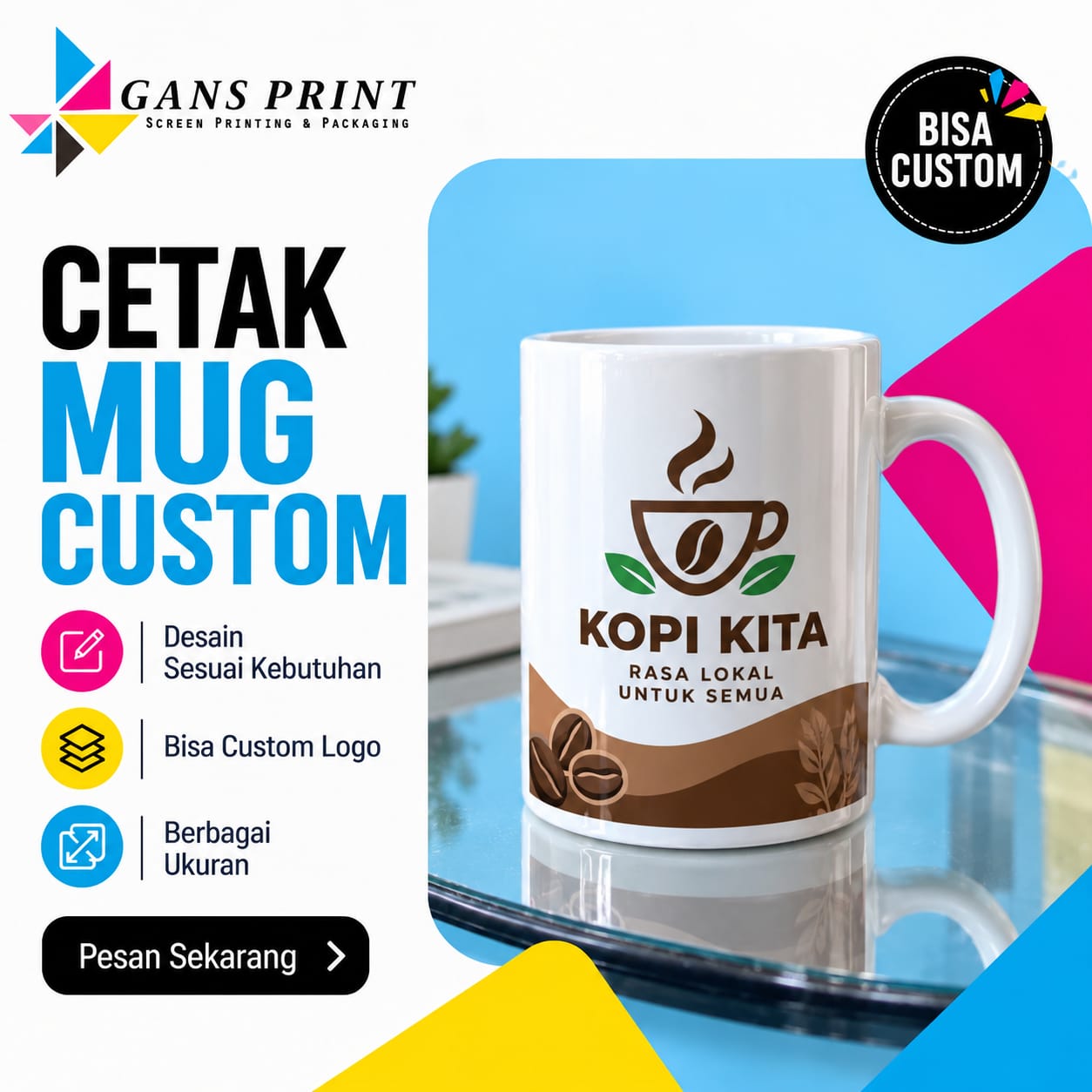 Cetak Mug Custom Keramik SNI Sublim Full Color Souvenir - GansPrint
