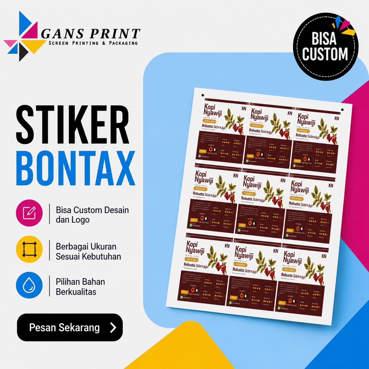 Stiker Bontax / Chromo Ekonomis Label Kemasan Toples - GansPrint