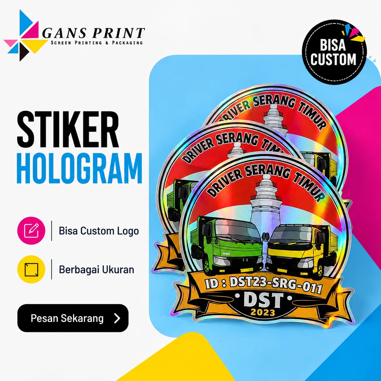 Stiker Hologram Rainbow Custom Segel Garansi GansPrint